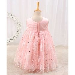 Babyhug Woven Sleeveless Party Dress with Bow - Peach