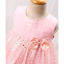 Babyhug Woven Sleeveless Party Dress with Bow - Peach