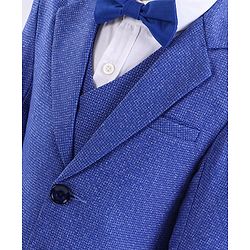 Babyhug Full Sleeves 4 Piece Party Suit With Bow - Royal Blue