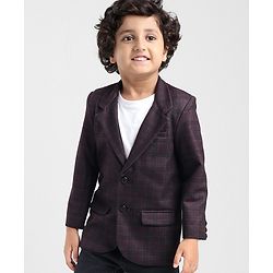 Babyhug Woven Full Sleeves Check Blazer - Red