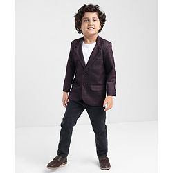 Babyhug Woven Full Sleeves Check Blazer - Red