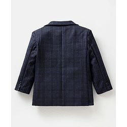 Babyhug Woven Full Sleeves Check Blazer - Navy