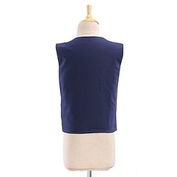 Babyhug Full Sleeves Brocade Party Suit With Blazer Floral Embroidery- Navy Blue