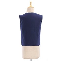 Babyhug Full Sleeves Brocade Party Suit With Blazer Floral Embroidery- Navy Blue