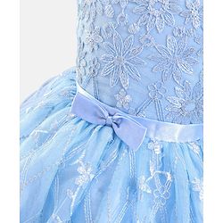 Babyhug Sleeveless Embroidered Party Frock with Bow - Blue