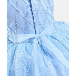 Babyhug Sleeveless Embroidered Party Frock with Bow - Blue