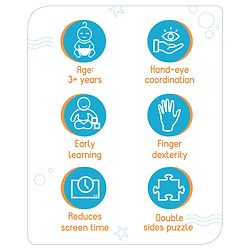 Babyhug 24 Pcs Aquatic Theme Jigsaw Puzzle| 4 in 1 Double Side 6 Puzzle Set Montessori Learning and Educational Toy for 2-4 Years Kids| Improves Motor Skills and Hand Eye Co-ordination| Gifting Toy| BIS Certified
