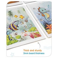 Babyhug 24 Pcs Aquatic Theme Jigsaw Puzzle| 4 in 1 Double Side 6 Puzzle Set Montessori Learning and Educational Toy for 2-4 Years Kids| Improves Motor Skills and Hand Eye Co-ordination| Gifting Toy| BIS Certified