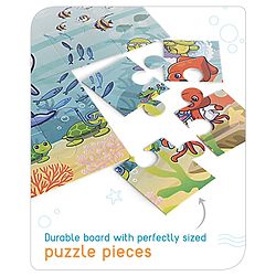 Babyhug 24 Pcs Aquatic Theme Jigsaw Puzzle| 4 in 1 Double Side 6 Puzzle Set Montessori Learning and Educational Toy for 2-4 Years Kids| Improves Motor Skills and Hand Eye Co-ordination| Gifting Toy| BIS Certified