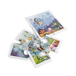 Babyhug 24 Pcs Aquatic Theme Jigsaw Puzzle| 4 in 1 Double Side 6 Puzzle Set Montessori Learning and Educational Toy for 2-4 Years Kids| Improves Motor Skills and Hand Eye Co-ordination| Gifting Toy| BIS Certified