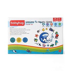 Babyhug 24 Pcs Aquatic Theme Jigsaw Puzzle| 4 in 1 Double Side 6 Puzzle Set Montessori Learning and Educational Toy for 2-4 Years Kids| Improves Motor Skills and Hand Eye Co-ordination| Gifting Toy| BIS Certified