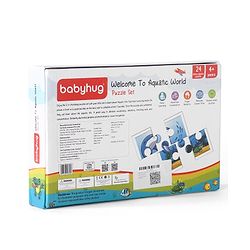 Babyhug 24 Pcs Aquatic Theme Jigsaw Puzzle| 4 in 1 Double Side 6 Puzzle Set Montessori Learning and Educational Toy for 2-4 Years Kids| Improves Motor Skills and Hand Eye Co-ordination| Gifting Toy| BIS Certified