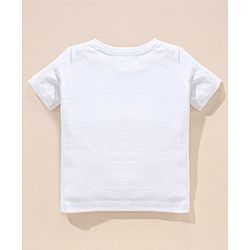 Babyhug 100% Cotton Dungaree and Half Sleeves T-Shirt Set Pine Tree Print - Blue White