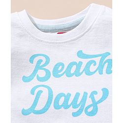 Babyhug 100% Cotton Dungaree and Half Sleeves T-Shirt Set Pine Tree Print - Blue White