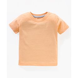 Babyhug 100% Cotton Half Sleeves T-shirt With Dungaree Leaves Print- Orange Multicolor
