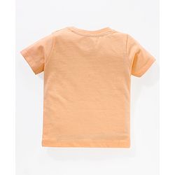 Babyhug 100% Cotton Half Sleeves T-shirt With Dungaree Leaves Print- Orange Multicolor