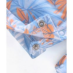 Babyhug 100% Cotton Half Sleeves T-shirt With Dungaree Leaves Print- Orange Multicolor