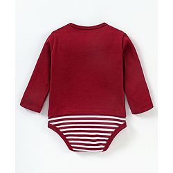 Babyhug 100% Cotton Full Sleeves Onesies Bear Print - Maroon