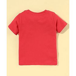 Babyhug Cotton Half Sleeves Tee With Dungaree Bus Print- Red Multicolor