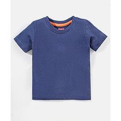 Babyhug 100% Cotton Camouflage Printed Dungaree and Half Sleeves Solid Color T-Shirt Set - Blue