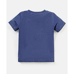Babyhug 100% Cotton Camouflage Printed Dungaree and Half Sleeves Solid Color T-Shirt Set - Blue