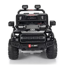 Babyhug Battery Operated Police Ride On Jeep With Lights and Music - Black| Forward & Reverse Drive| Wide Comfortable Seat| Rechargeable Battery| Remote Control| Pre-loaded Music with USB & AUX| Easy to Assemble| Openable Doors| Easy to Operate