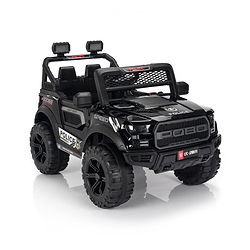 Babyhug Battery Operated Police Ride On Jeep With Lights and Music - Black| Forward & Reverse Drive| Wide Comfortable Seat| Rechargeable Battery| Remote Control| Pre-loaded Music with USB & AUX| Easy to Assemble| Openable Doors| Easy to Operate