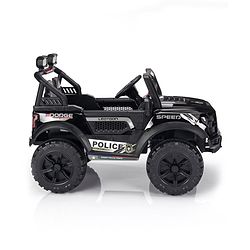 Babyhug Battery Operated Police Ride On Jeep With Lights and Music - Black| Forward & Reverse Drive| Wide Comfortable Seat| Rechargeable Battery| Remote Control| Pre-loaded Music with USB & AUX| Easy to Assemble| Openable Doors| Easy to Operate