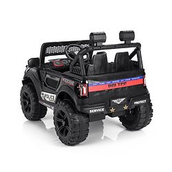 Babyhug Battery Operated Police Ride On Jeep With Lights and Music - Black| Forward & Reverse Drive| Wide Comfortable Seat| Rechargeable Battery| Remote Control| Pre-loaded Music with USB & AUX| Easy to Assemble| Openable Doors| Easy to Operate