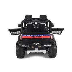 Babyhug Battery Operated Police Ride On Jeep With Lights and Music - Black| Forward & Reverse Drive| Wide Comfortable Seat| Rechargeable Battery| Remote Control| Pre-loaded Music with USB & AUX| Easy to Assemble| Openable Doors| Easy to Operate