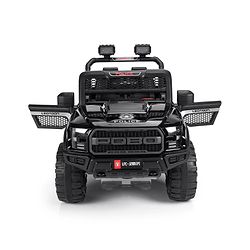 Babyhug Battery Operated Police Ride On Jeep With Lights and Music - Black| Forward & Reverse Drive| Wide Comfortable Seat| Rechargeable Battery| Remote Control| Pre-loaded Music with USB & AUX| Easy to Assemble| Openable Doors| Easy to Operate
