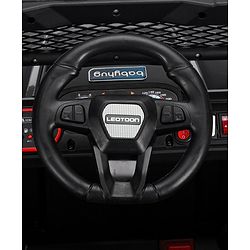 Babyhug Battery Operated Police Ride On Jeep With Lights and Music - Black| Forward & Reverse Drive| Wide Comfortable Seat| Rechargeable Battery| Remote Control| Pre-loaded Music with USB & AUX| Easy to Assemble| Openable Doors| Easy to Operate
