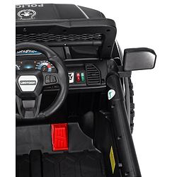 Babyhug Battery Operated Police Ride On Jeep With Lights and Music - Black| Forward & Reverse Drive| Wide Comfortable Seat| Rechargeable Battery| Remote Control| Pre-loaded Music with USB & AUX| Easy to Assemble| Openable Doors| Easy to Operate