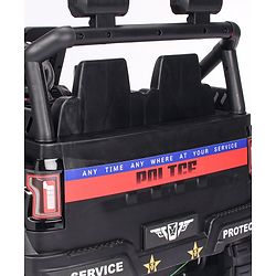 Babyhug Battery Operated Police Ride On Jeep With Lights and Music - Black| Forward & Reverse Drive| Wide Comfortable Seat| Rechargeable Battery| Remote Control| Pre-loaded Music with USB & AUX| Easy to Assemble| Openable Doors| Easy to Operate