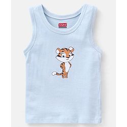 Babyhug 100% Cotton Antibacterial Sleeveless Vests Tiger Print Pack of 3 - Mint Blue & Orange