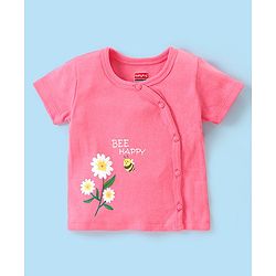 Babyhug 100% Cotton Antibacterial Half Sleeves Vests Bee Print Pack of 5 - Pink Blue & Yellow