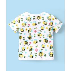 Babyhug 100% Cotton Antibacterial Half Sleeves Vests Bee Print Pack of 5 - Pink Blue & Yellow