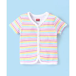 Babyhug 100% Cotton Antibacterial Half Sleeves Vests Bee Print Pack of 5 - Pink Blue & Yellow