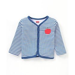 Babyhug 100% Cotton Antibacterial Full Sleeves Vests Stripes & Apple Print Pack of 3 - Grey Red & Blue