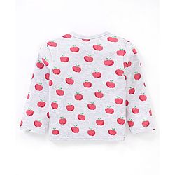 Babyhug 100% Cotton Antibacterial Full Sleeves Vests Stripes & Apple Print Pack of 3 - Grey Red & Blue