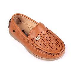 Cute Walk by Babyhug Slip On Formal Shoes with Crown Applique - Brown