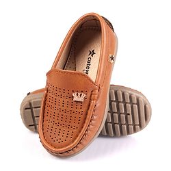 Cute Walk by Babyhug Slip On Formal Shoes with Crown Applique - Brown