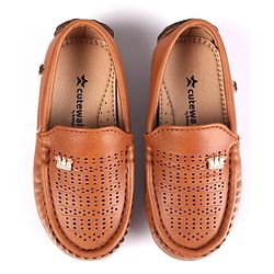 Cute Walk by Babyhug Slip On Formal Shoes with Crown Applique - Brown