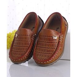 Cute Walk by Babyhug Slip On Formal Shoes with Crown Applique - Brown