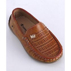Cute Walk by Babyhug Slip On Formal Shoes with Crown Applique - Brown