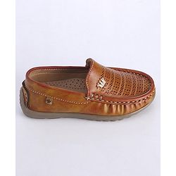 Cute Walk by Babyhug Slip On Formal Shoes with Crown Applique - Brown