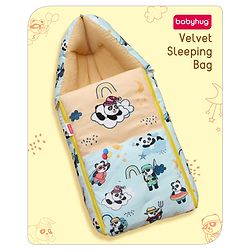 Babyhug Velour Sleeping Bag Animal Faces Print - Multicolor