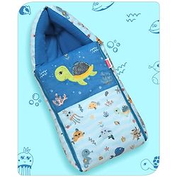 Babyhug Velour Sleeping Bag Animal Faces Print - Multicolor