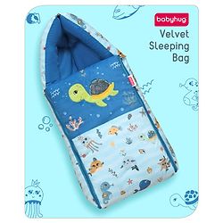 Babyhug Velour Sleeping Bag Animal Faces Print - Multicolor