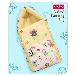 Babyhug Velour Sleeping Bag Animal Faces Print - Multicolor
